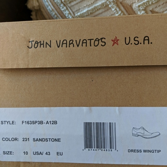 New John Varvatos Dress Wingtip Sandstone Sz 10 - Picture 5 of 5
